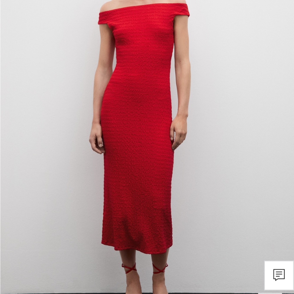 Elegant Red Off-Shoulder Dress
